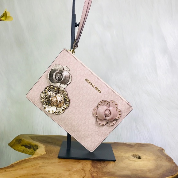 Michael Kors Jet Set Travel Studded Floral Clutch - Picture 7 of 8